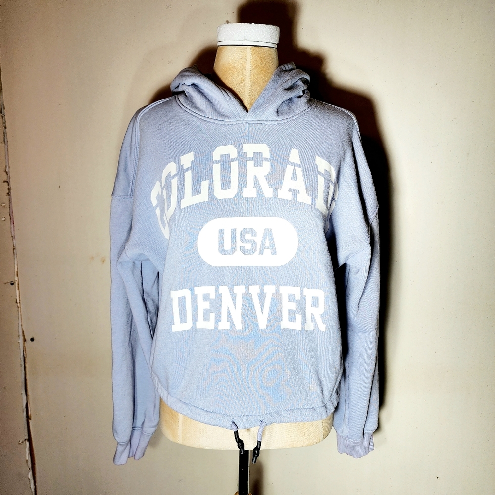 Divided by H&M Gray Crop top Hoodie with Drawstring-hem XS Preowned see pics